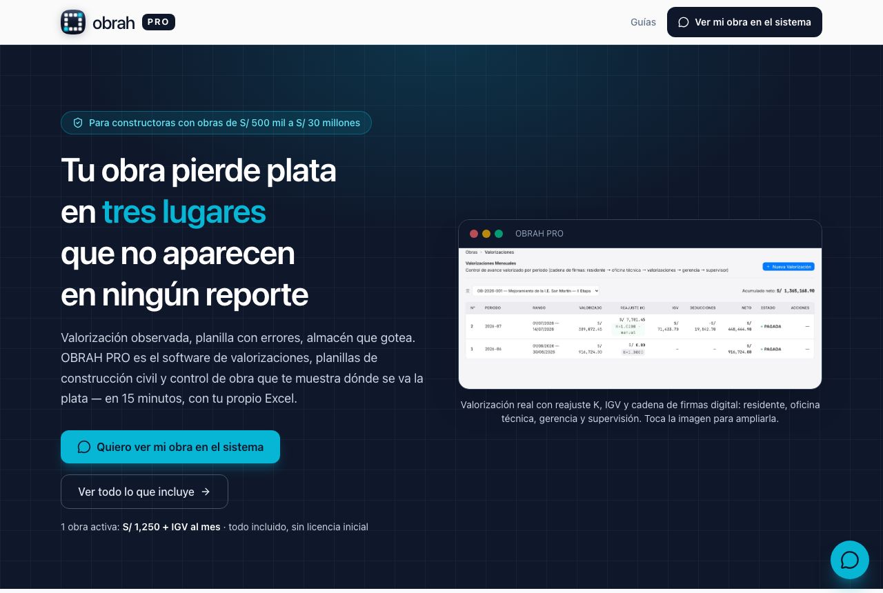 OBRAH PRO — ERP para constructoras desarrollado por WEBREF (obrah.pro)
